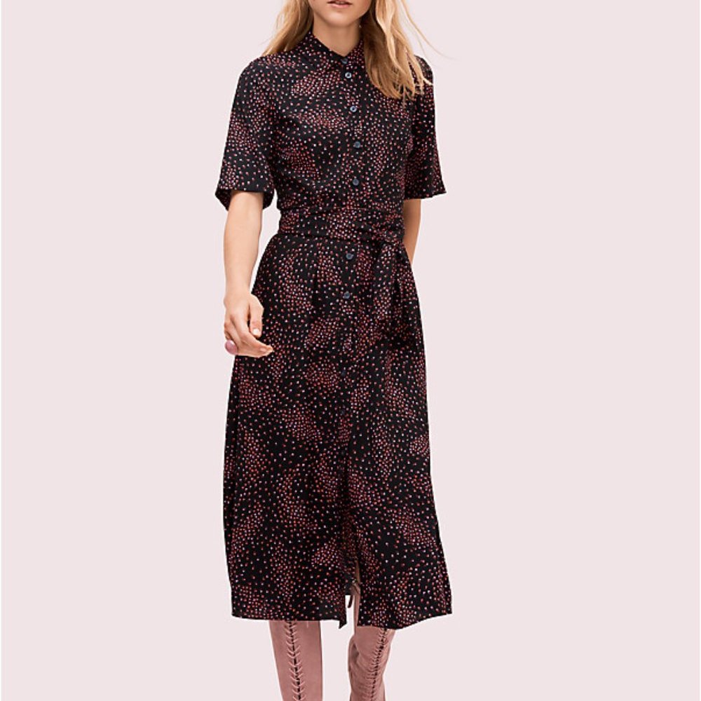 Kate Spade Black and Pink Midi Dress